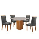 Ver imagem 5 de Mesa de Jantar Eloise 4 Lugares Quadrada MDF Vidro 90cm Grafite Moderna
