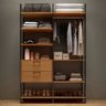 Guarda Roupa Closet Gavetas e Cabideiro Dalla Costa 100% Mdf -freijó/preto Fosco - 1