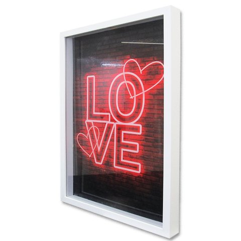 Quadro Cofre Porta Objetos Love TaColado Moldura Branca