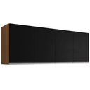 Ver imagem 2 de Armário Aéreo Calion 160cm 4 Portas MDP Porta de Bater Amêndoa Preto