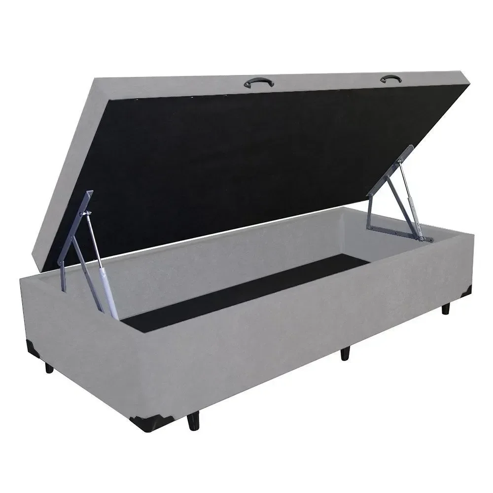 Cama Box Baú Solteiro Corino Cinza