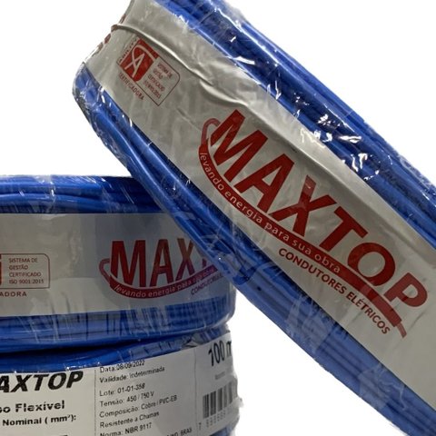 fio cabo flexivel 1,5mm rolo 100 metros MAXTOP:azul