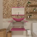 Ver imagem 7 de Gabinete De Vidro 80cm Ac Cuba Oval Rosa