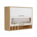 Ver imagem 1 de Armário Aéreo Cozinha 120 Cm Syrah 2 Portas com Vidro 100% Mdf Amêndoa/branco - Rio Doce