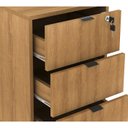 Ver mais imagens de Mesa para Escritório Estilo Industrial em L 1,36m 1 Gaveta Me4157 Tecno Mobili - Amêndoa/preto