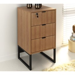 Mesa para Escritório Estilo Industrial em L 1,36m 1 Gaveta Me4157 Tecno Mobili - Amêndoa/preto - 2