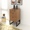 Ver imagem 1 de Mesa para Escritório Estilo Industrial em L 1,36m 1 Gaveta Me4157 Tecno Mobili - Amêndoa/preto