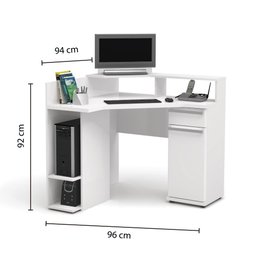 Mesa para Computador de Canto 1 Gaveta 1 Porta S975 Kappesberg - Branco - 4