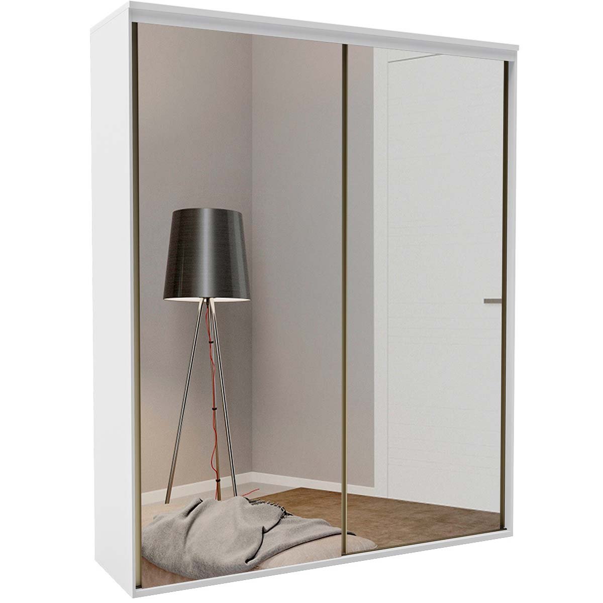 Guarda Roupa Solteiro 2 Portas Espelho MDF Luminum Belmax - 2