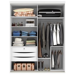 Guarda Roupa Solteiro 2 Portas Espelho MDF Luminum Belmax - 3