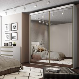 Guarda Roupa Solteiro 2 Portas Espelho MDF Luminum Belmax - 1