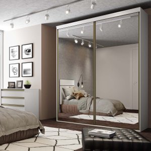 Guarda Roupa Solteiro 2 Portas Espelho MDF Luminum Belmax