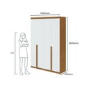 Ver imagem 4 de Guarda-Roupa Solteiro 100%MDF Alonzo 4 Portas com Espelho Amendoa/Branco