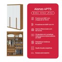 Ver imagem 5 de Guarda-Roupa Solteiro 100%MDF Alonzo 4 Portas com Espelho Amendoa/Branco