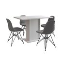 Ver imagem 6 de Mesa Jantar Londres Tampo Branco 120cm 4 Cadeiras Ferro Preto Estofado Grafite