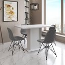 Ver imagem 1 de Mesa Jantar Londres Tampo Branco 120cm 4 Cadeiras Ferro Preto Estofado Grafite