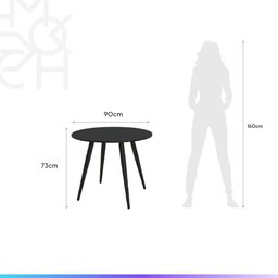 Mesa de Jantar Redonda para 4 Lugares Ollie 90 Cm - Preto - 4