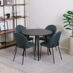 Mesa de Jantar Redonda para 4 Lugares Ollie 90 Cm - Preto - 1