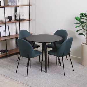 Mesa de Jantar Redonda para 4 Lugares Ollie 90 Cm - Preto