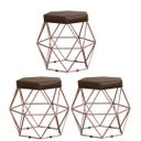 Ver imagem 1 de Kit 3 Puffs Decorativos Aramado Vanessa-Assento Marrom