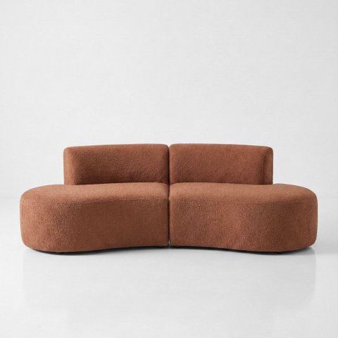 Sofá Orgânico Módulo Curvo Savana Boucle Terracota - Montanari's Decor