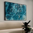 Ver imagem 1 de Quadro Decorativo Abstrato Azul Celeste em Moldura Caixa TaColado Moldura Trad 1cm Branca sem Vidro 