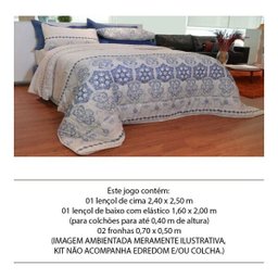 Jogo de Lençol Queen 4 Peças 140 Fios Realce Premium Luna - 2