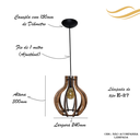 Ver imagem 2 de Luminária Pendente Madeira Bivolt Sala Quarto Mesa Ilha Balcão Pequim G Carvalho