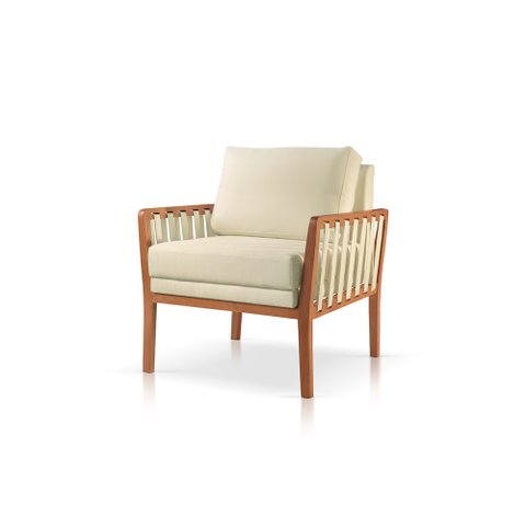 Poltrona Decorativa Veludo Bege Claro Lua