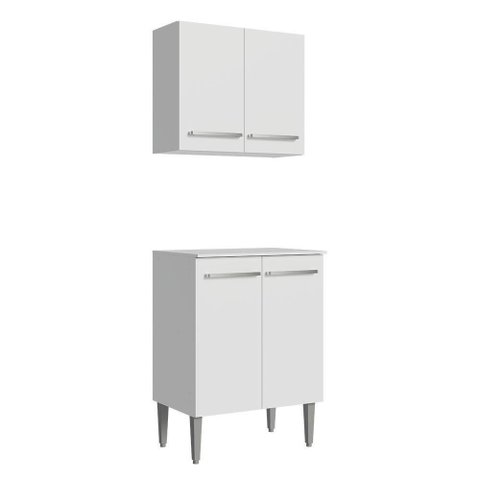 Kit com Armário Aéreo e Balcão 64cm Madesa Emilly Branco