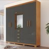 Guarda Roupa Lages em MDF com Espelho 6 Portas Decolar - 1