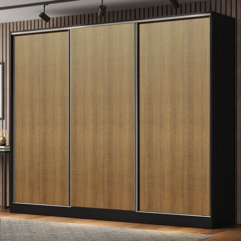 Guarda Roupa Casal 100% Mdf Madesa Royale 3 Portas de Correr