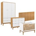 Ver imagem 1 de Quarto de Bebê Unique 3 Portas com Cômoda 6 Gavetas e Painel Farm Branco Soft Freijó Eco Wood - Mati