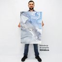 Ver imagem 2 de Quadro Decorativo em Canvas Abstrato Mármore Azul Celeste TaColado Moldura Flutuante 4,5cm Branca 90