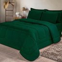 Ver imagem 4 de Kit Edredom 6 Pçs Aconchego Casal Queen Casa Dona Dupla Face com Lençol Verde Militar