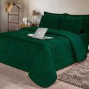 Ver imagem 1 de Kit Edredom 6 Pçs Aconchego Casal Queen Casa Dona Dupla Face com Lençol Verde Militar