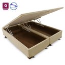 Ver imagem 1 de Base Box Baú Queen Size com Pistão a gás bege suede Bipartido - 158x198x27:BEGE