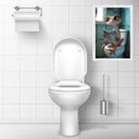 Ver imagem 1 de Quadro Divertido Banheiro Lagartixa Lendo Jornal 45x34cm - com Vidro:moldura Branca