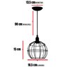 Pendente Aramado Teto Globo Luminária Lustre Retrô Balcão + Lâmpada Led ST64 Vintage - Preto - 2