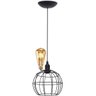Pendente Aramado Teto Globo Luminária Lustre Retrô Balcão + Lâmpada Led ST64 Vintage - Preto - 1