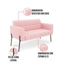 Ver imagem 6 de Sofá Namoradeira e Poltrona Pé de Ferro Preto para Sala Elisa Suede D03 - D'Rossi Rosa Bebê