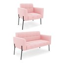 Ver imagem 1 de Sofá Namoradeira e Poltrona Pé de Ferro Preto para Sala Elisa Suede D03 - D'Rossi Rosa Bebê