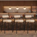 Ver imagem 1 de Banqueta Cozinha Média com Encosto Kit 3 Industrial Preto Londres PU Facto D03 - D'Rossi