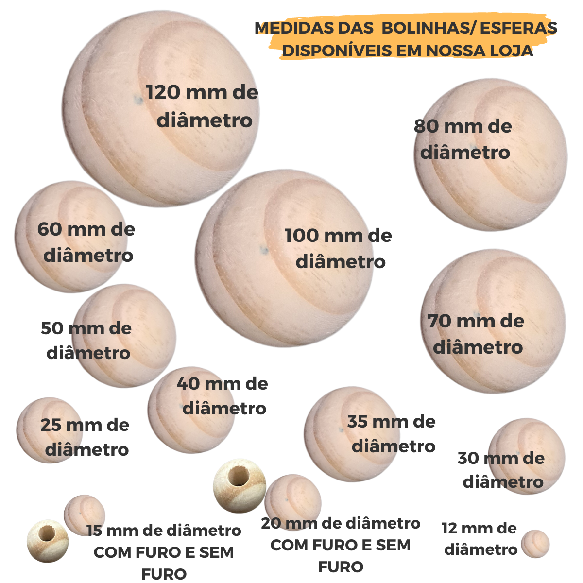 100 Esfera Bola De Madeira Bola Artesanato Pinus 12mm - 4