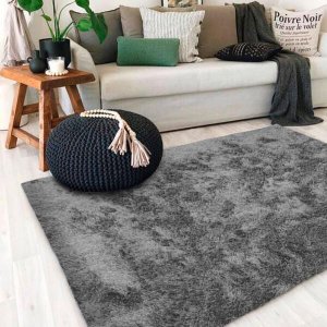 Tapete para Sala Peludo Fofinho 1,00Mx1,50M Cinza Casa Dona