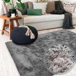 Tapete para Sala Peludo Fofinho 1,00Mx1,50M Cinza Casa Dona - 4