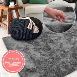 Tapete para Sala Peludo Fofinho 1,00Mx1,50M Cinza Casa Dona - 2