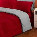 Ver imagem 3 de Kit 6 Pçs com Edredom e Lençol Aconchego Casa Dona Dupla Face Casal Queen Vermelho e Cinza