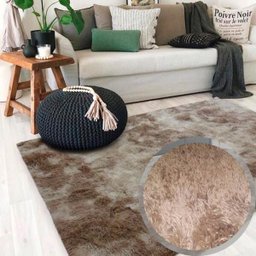 Tapete para Sala Peludo Fofinho 1,00Mx1,50M Bege Casa Dona - 4