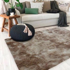 Tapete para Sala Peludo Fofinho 1,00Mx1,50M Bege Casa Dona